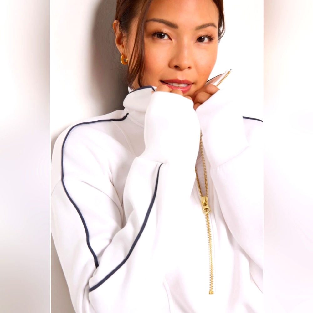 White Zip-Up Women's Sweater